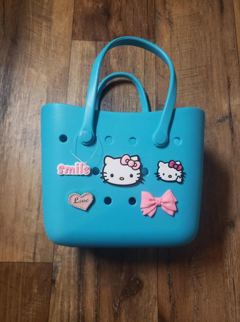 Kids Bogg Style Small Tote with Hello Kitty Themed Charms On Front & Back